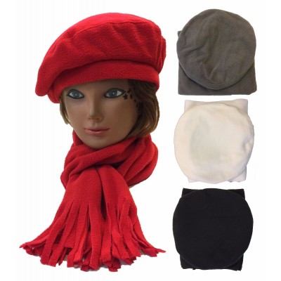 Ladies  Winter Fleece Beret Scarf 2 PCS Gift Set Beret Scarf Hat Cap  eb-60714297